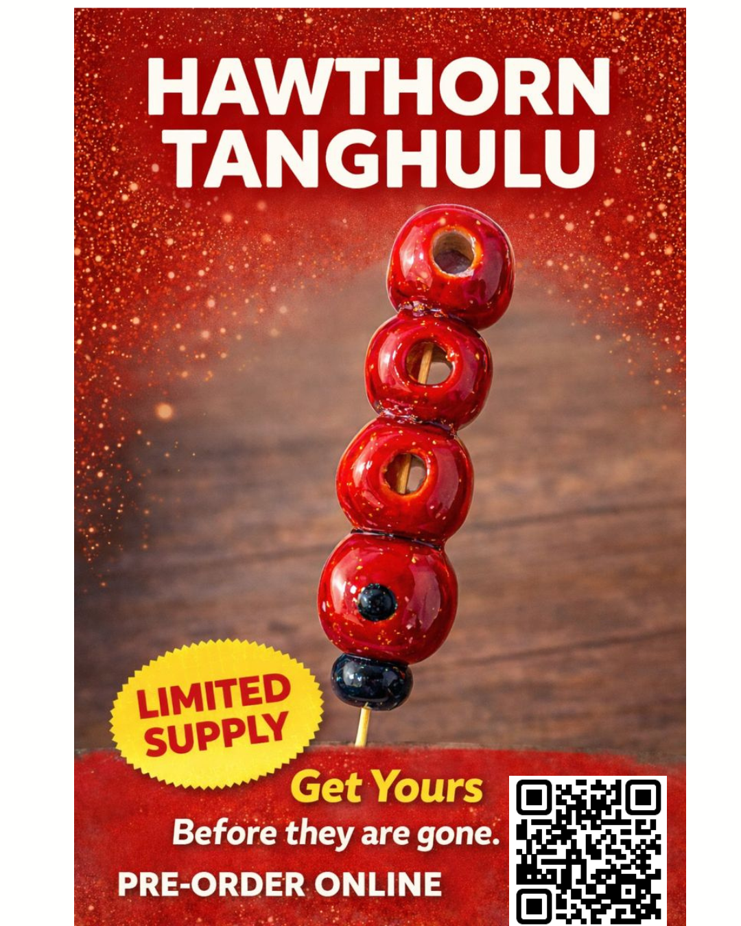 Traditional Hawthorn Tanghulu 山楂 by Olivia's Tanghulu — authentic Chinese candied hawthorn berry skewer, Bay Area