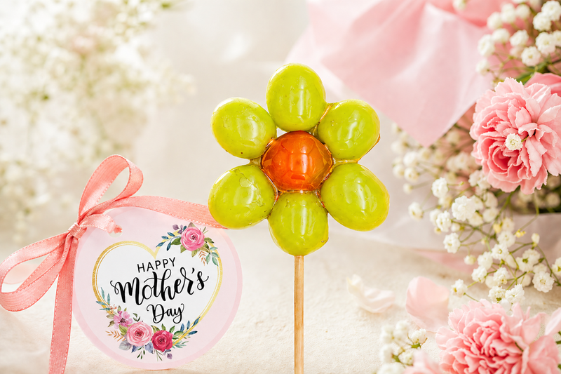 Green blossom tanghulu fruit flower gift made with grapes and citrus, handcrafted edible gift for Mother’s Day and Teacher Appreciation